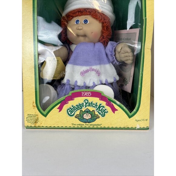 Cabbage Patch Kid Vintage 1985 Coleco Girl Red Pigtails & Blue Eyes NIB Retro - Picture 14 of 16